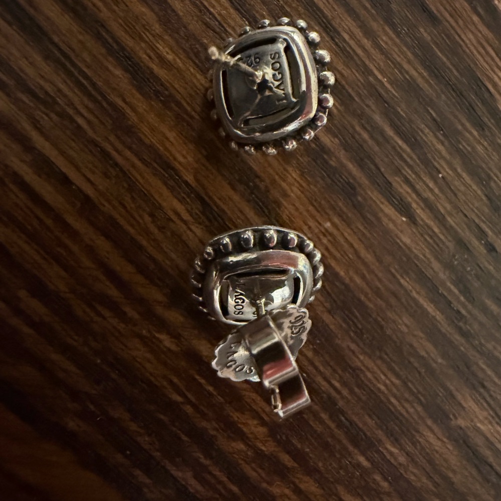 Lagos silver mother of pearl and quartz stud earrings - Picture 4 of 7